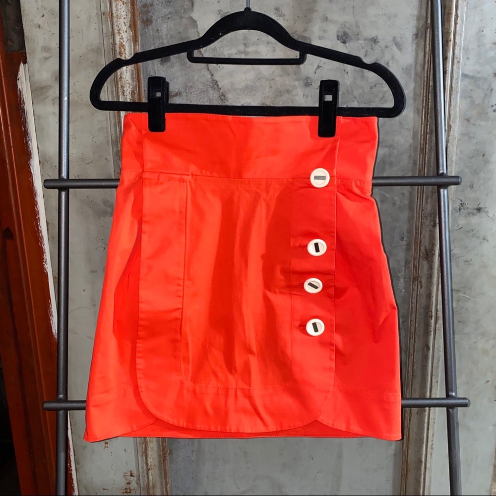 Vionnet Runway Wrap Mini Coral Orange Skirt